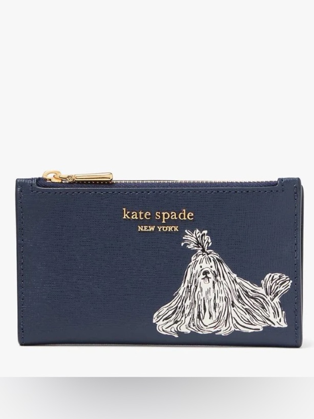 Kate Spade Morgan slim bifold shaggy dog embossed wallet